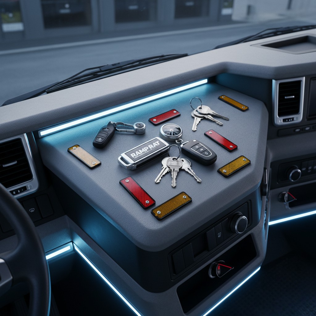 Determine the purpose of the cropped photo of a silver-gray dashboard with smattering of silver, silver/gold, red, and red...